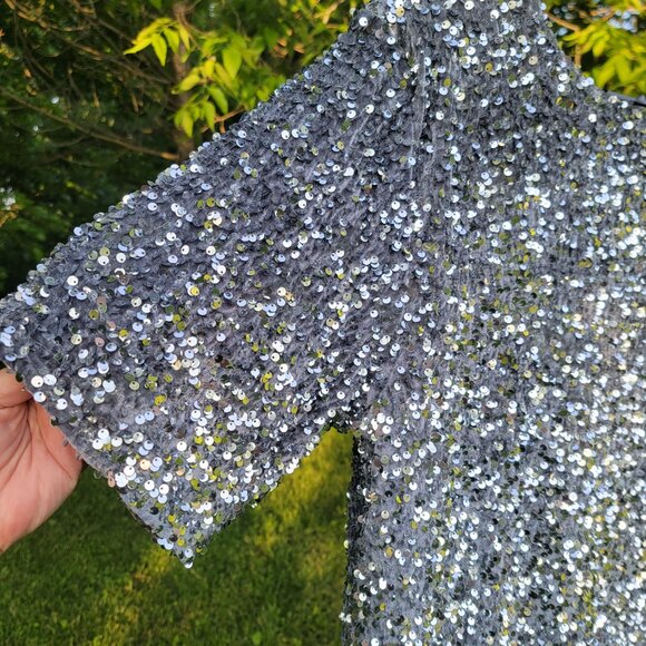 Selfie Leslie Miramar Backless Sequin Dress Silver Medium NWT - Picture 9 of 12